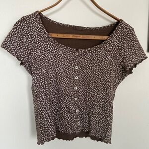 John Galt Flowered Buttoned Top